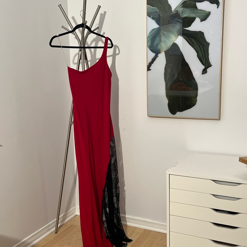 Red and Black Mesh dress